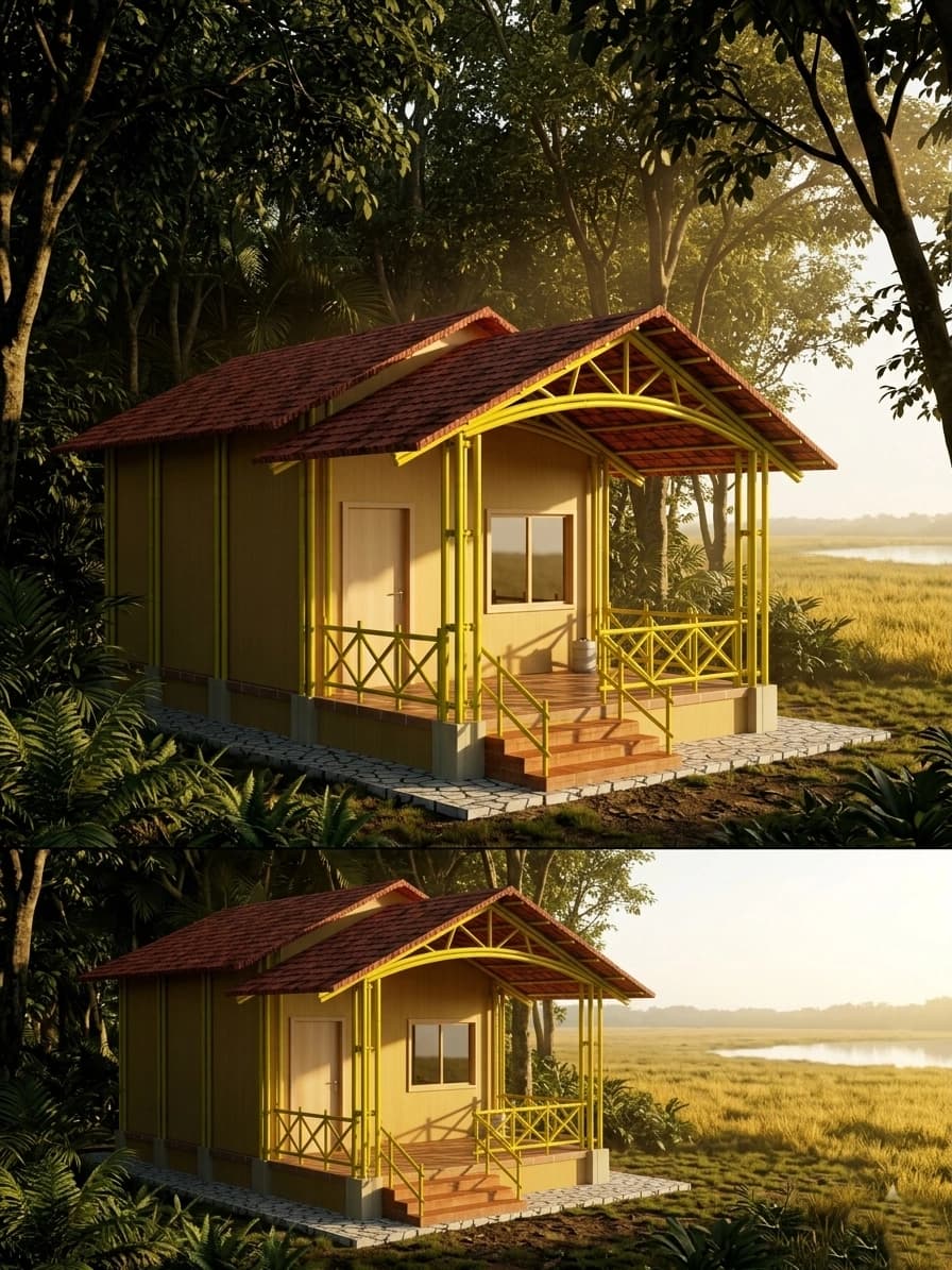 Detail of Bamboo Eco Hut structure