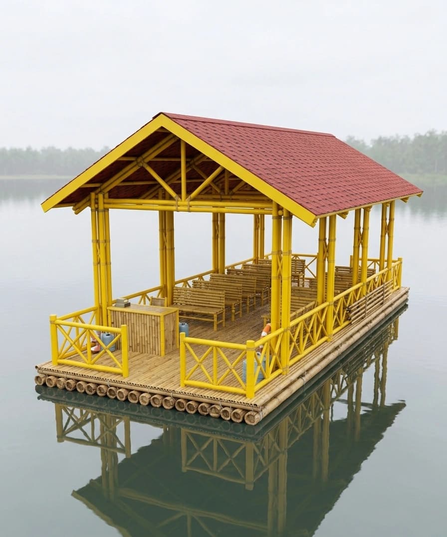 Detail of Bamboo Gazebo structure layout
